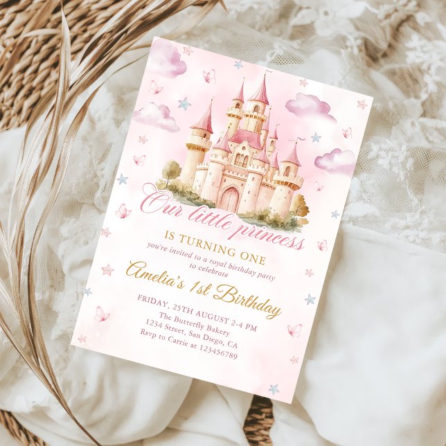 Pink Magical Princess Castle Birthday Invitation (Creator Uploaded)