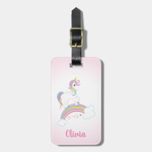 Pink Magical Rainbow Unicorn Personalised Luggage Tag