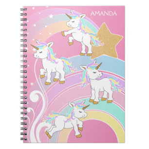 Pink Magical Rainbow 🦄 Unicorns Notebook