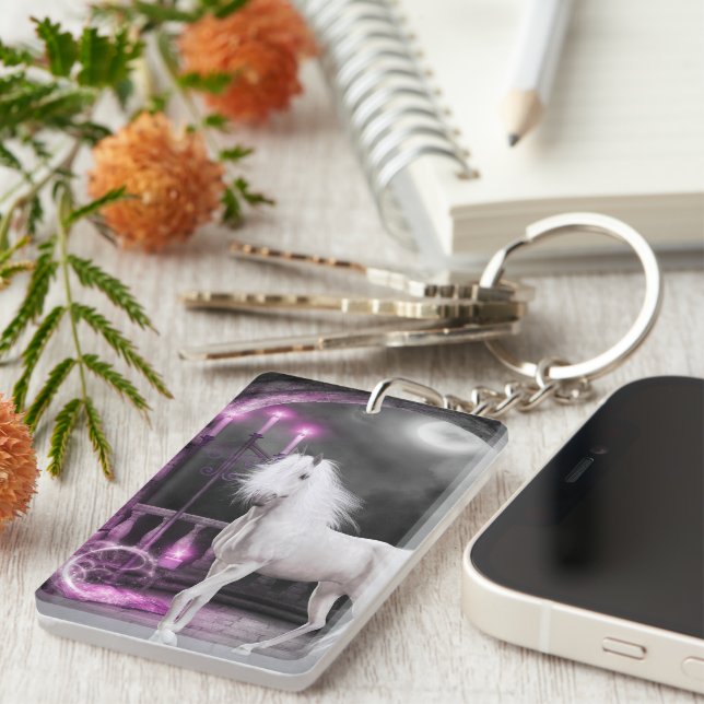 Pink Magical Unicorn Key Ring (Front Right)