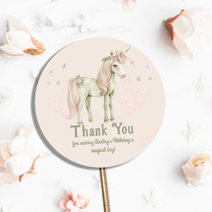Pink Magical Unicorn Personalised Birthday Classic Round Sticker