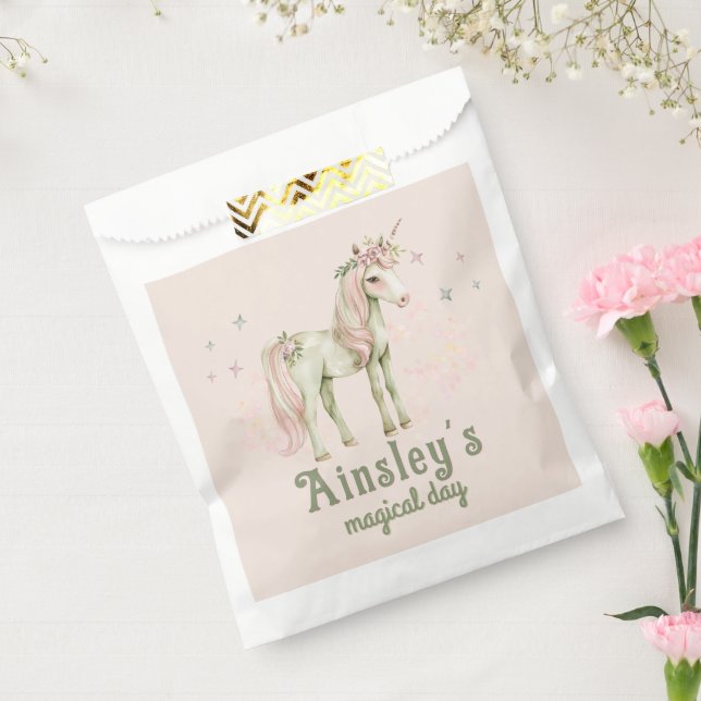 Pink Magical Unicorn Personalised Birthday Favour Bags (Sealed)