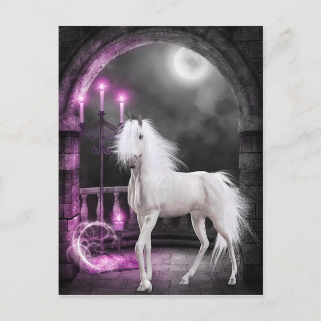 Pink Magical Unicorn Postcard (Front)