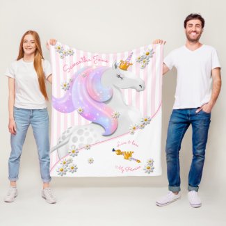 Pink Magical Unicorn Princess Fleece Blanket