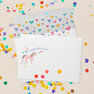 Pink Magical Unicorn with Rainbow Hearts Envelope