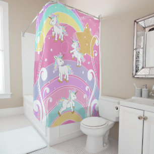 Pink Magical Unicorns  Shower Curtain