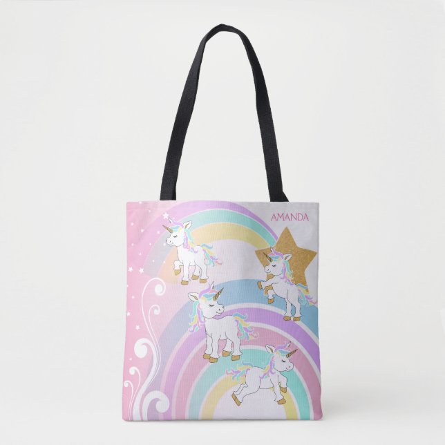 Pink Magical Unicorns Tote Bag (Front)