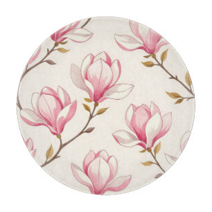Pink Magnolia Blossom Pattern Cutting Board