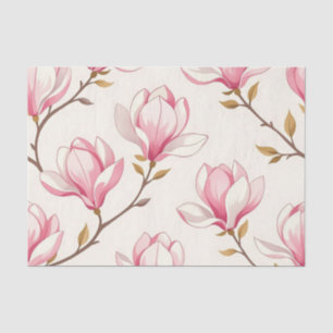 Pink Magnolia Blossom Pattern Tissue Paper