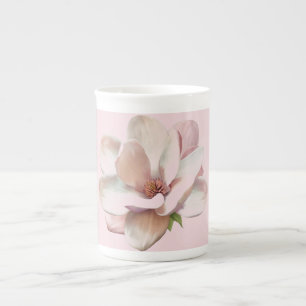 Pink magnolia bone china cup