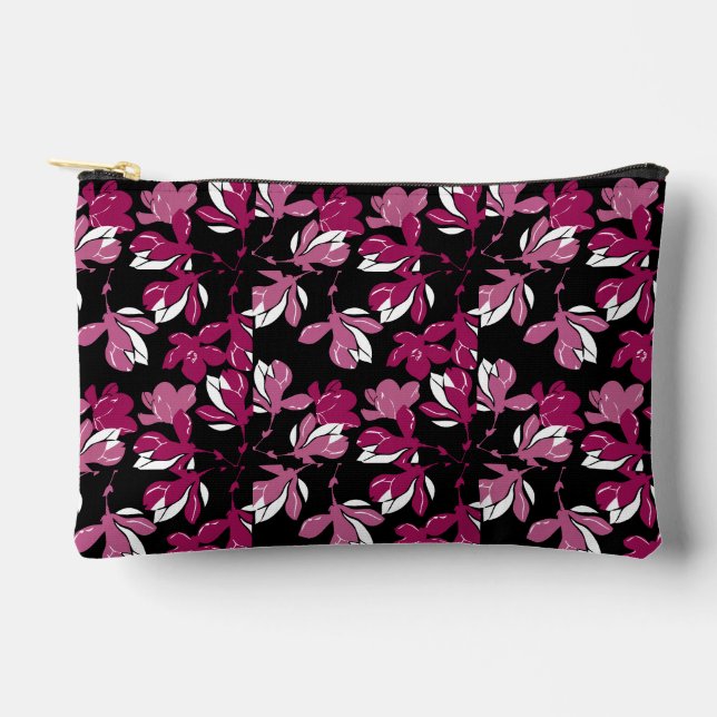 Pink magnolia botanical Print Accessory Pouch (Front)