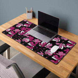 Pink magnolia botanical Print Desk Mat