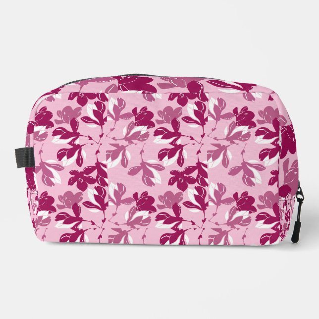 Pink magnolia botanical Print Dopp Kit (Front)