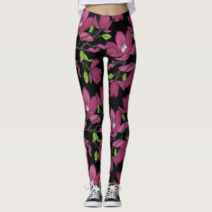 Pink magnolia botanical Print Leggings