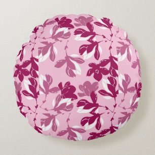 Pink magnolia botanical Print Round Cushion