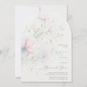 Pink Magnolia Engagement Party Invitation
