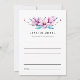 Pink Magnolia Floral Bridal Shower Advice Card
