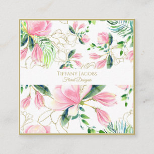 Pink Magnolia Floral Business Card 