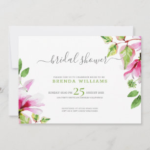 Pink magnolia floral frame save the date