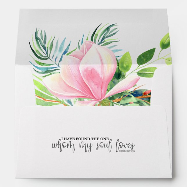 Pink Magnolia Floral Return Address Inspirational Envelope (Back (Bottom))