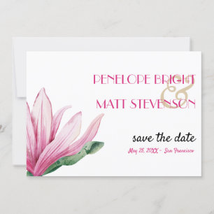 Pink Magnolia Flower WEDDING SAVE THE DATE Invitation
