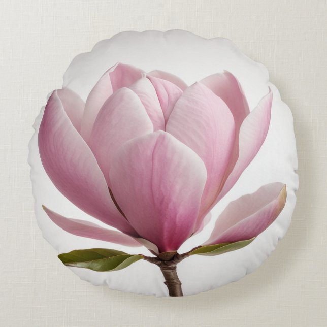 Pink magnolia flower white background Throw Pillow (Front)