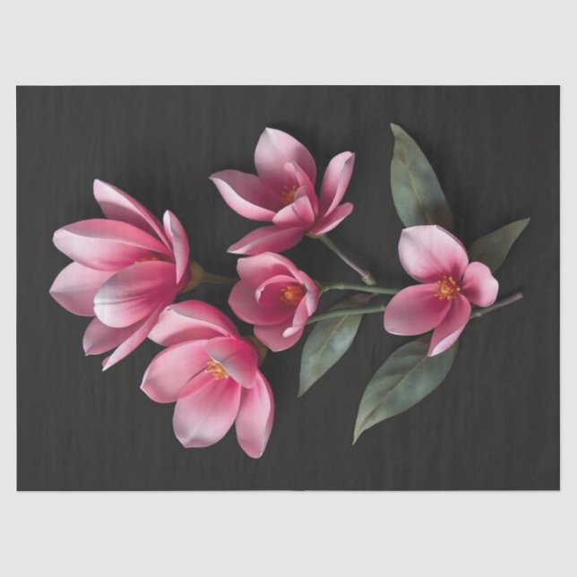 Pink Magnolia Flowers Tissue Paper (Front)