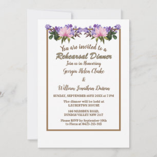 Pink Magnolia Lavender Wedding Rehearsal Dinner Invitation