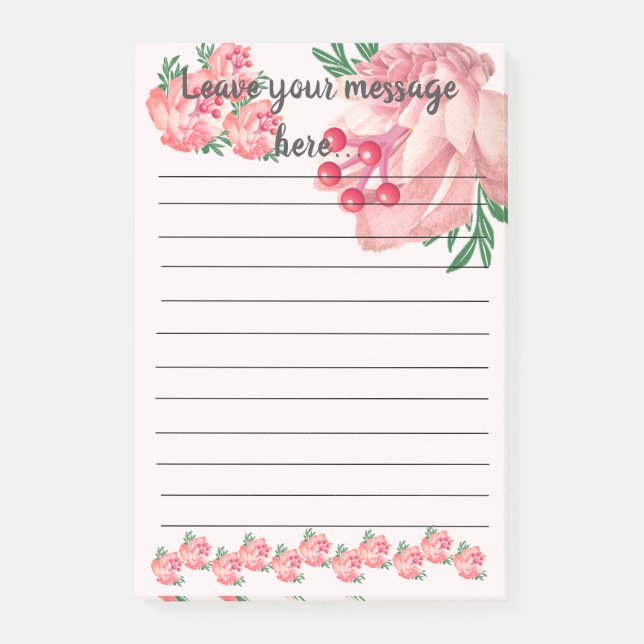 Pink Magnolia Leave Your Message Notes (Front)