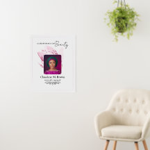 Pink Magnolia Minimal Memorial Design with Photo