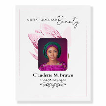 Pink Magnolia Minimal Memorial Design with Photo