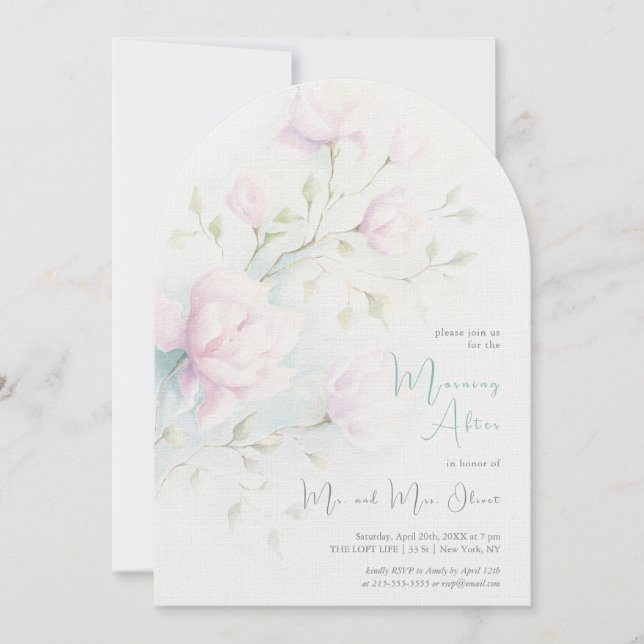 Pink Magnolia Morning After Invitation (Front)