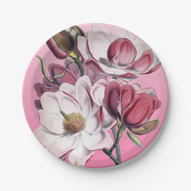 Pink Magnolia Paper Plate (Front)