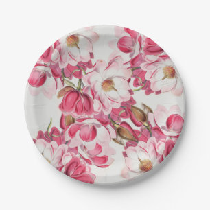 Pink Magnolia Paper Plates