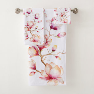 Pink Magnolia Pattern {pick your colour} Bath Towel Set
