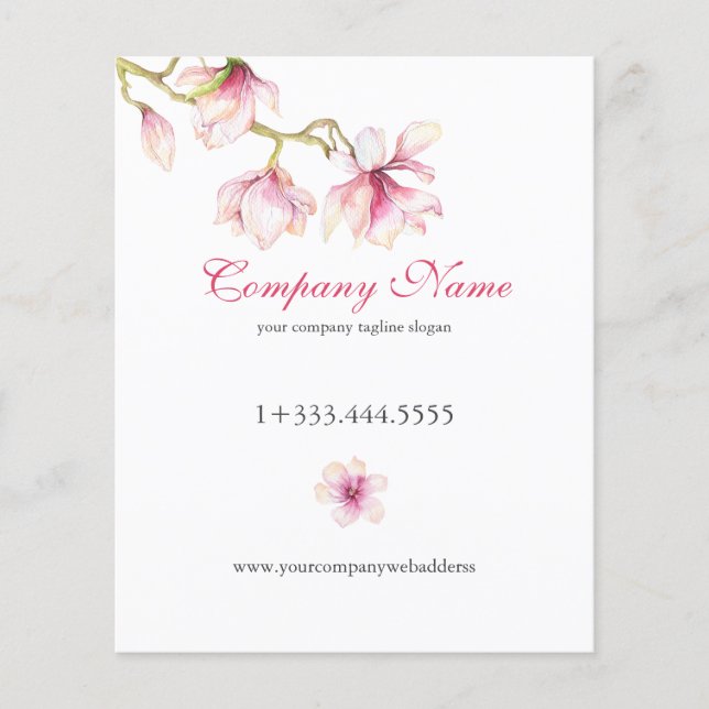 Pink Magnolia Pink & Grey Typography Service Mene Flyer (Front)