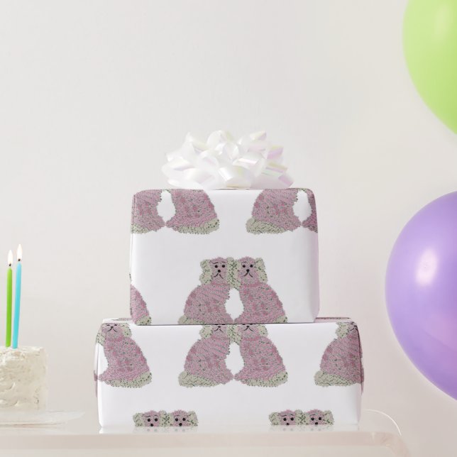 Pink Magnolia Staffordshire Dogs Roses Art Print Wrapping Paper (Party Gifts)