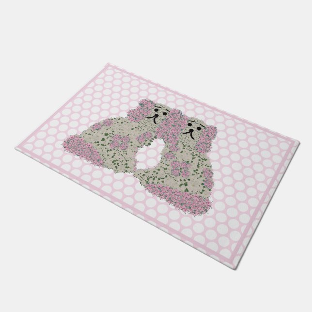 Pink Magnolia Staffordshire Dogs Roses Doormat (Angled)