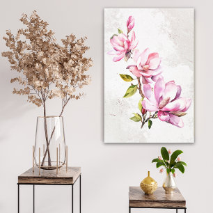 Pink Magnolia Stretched Canvas Wall Art