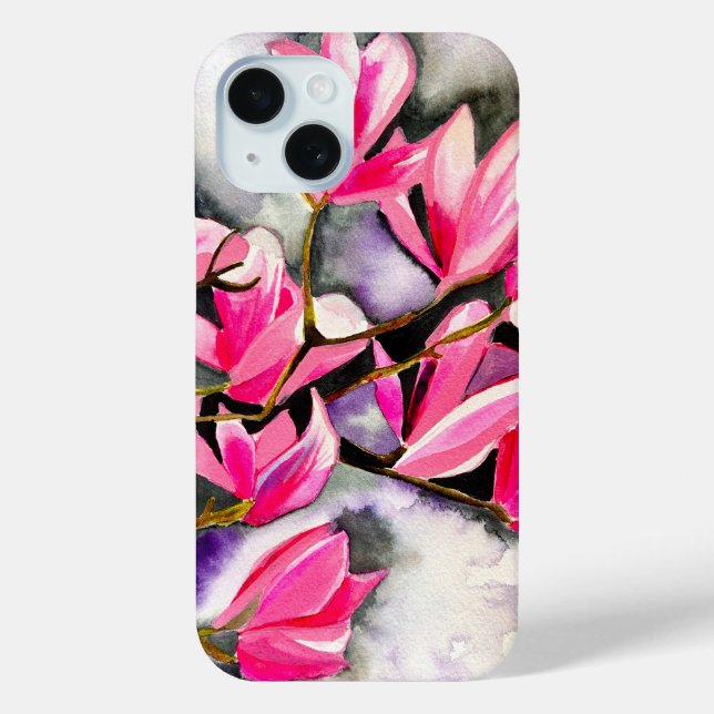 Pink Magnolia watercolor Case-Mate iPhone Case (Back)