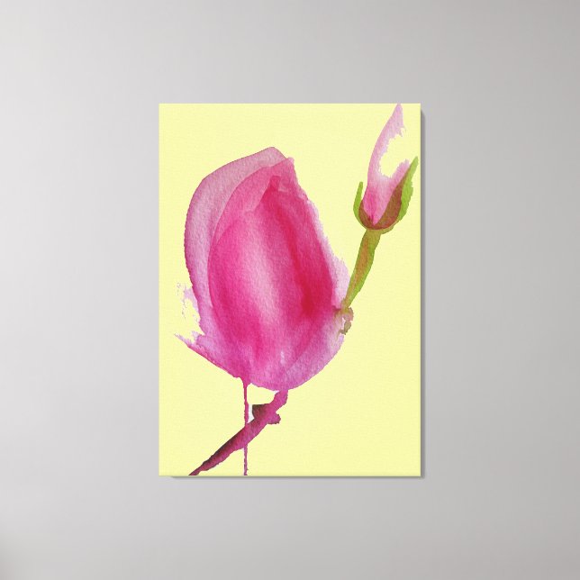 Pink Magnolia watercolour floral art large flower Canvas Print (Front)
