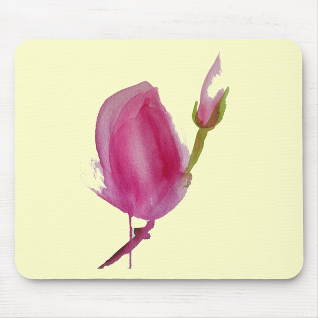 Pink Magnolia watercolour flower art Mouse Mat (Front)