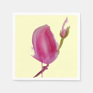 Pink Magnolia watercolour flower art Napkin
