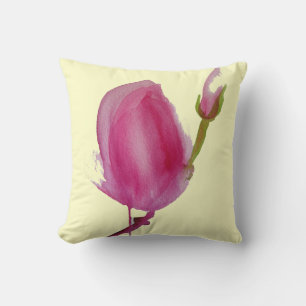 Pink Magnolia watercolour flower original art Cushion