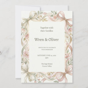 Pink Magnolia Wedding Invitation