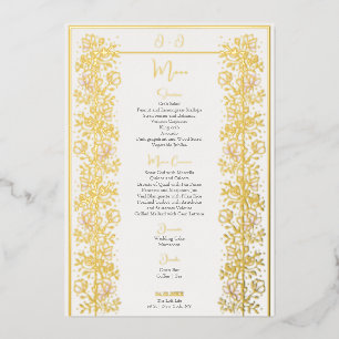 Pink Magnolia Wedding Menu Card