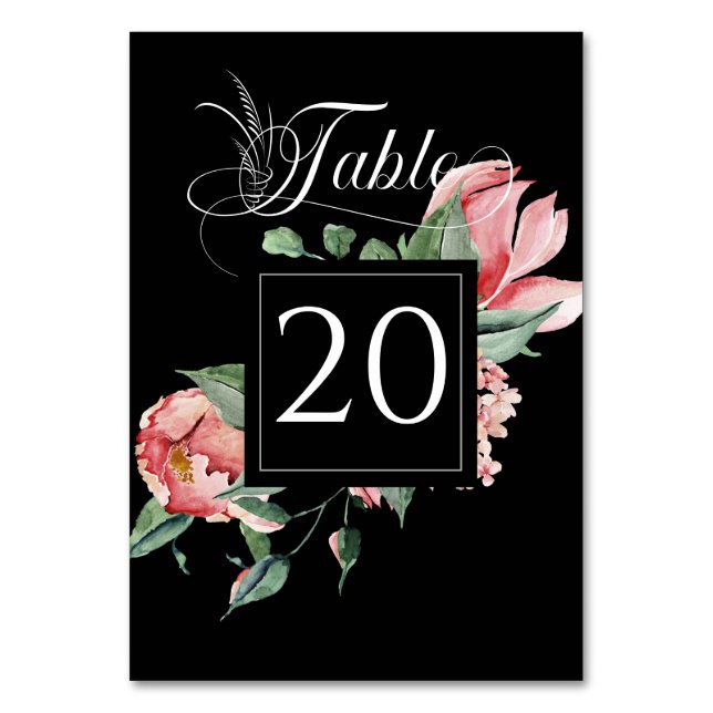 Pink Magnolia , Wedding Reception Table Number (Front)