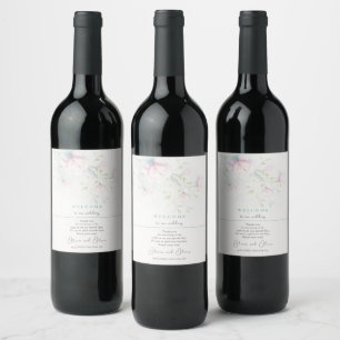 Pink Magnolia Wedding Welcome Wine Label