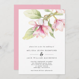 Pink Magnolias Floral  Wedding Invitation