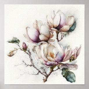 Pink Magnolias Flower Art Print Poster